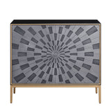 Quilla - Console Cabinet - Black, Gray & Brass