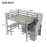 Loft Bed & L Shaped Desk, Drawers, Cabinet, And Storage Staircase