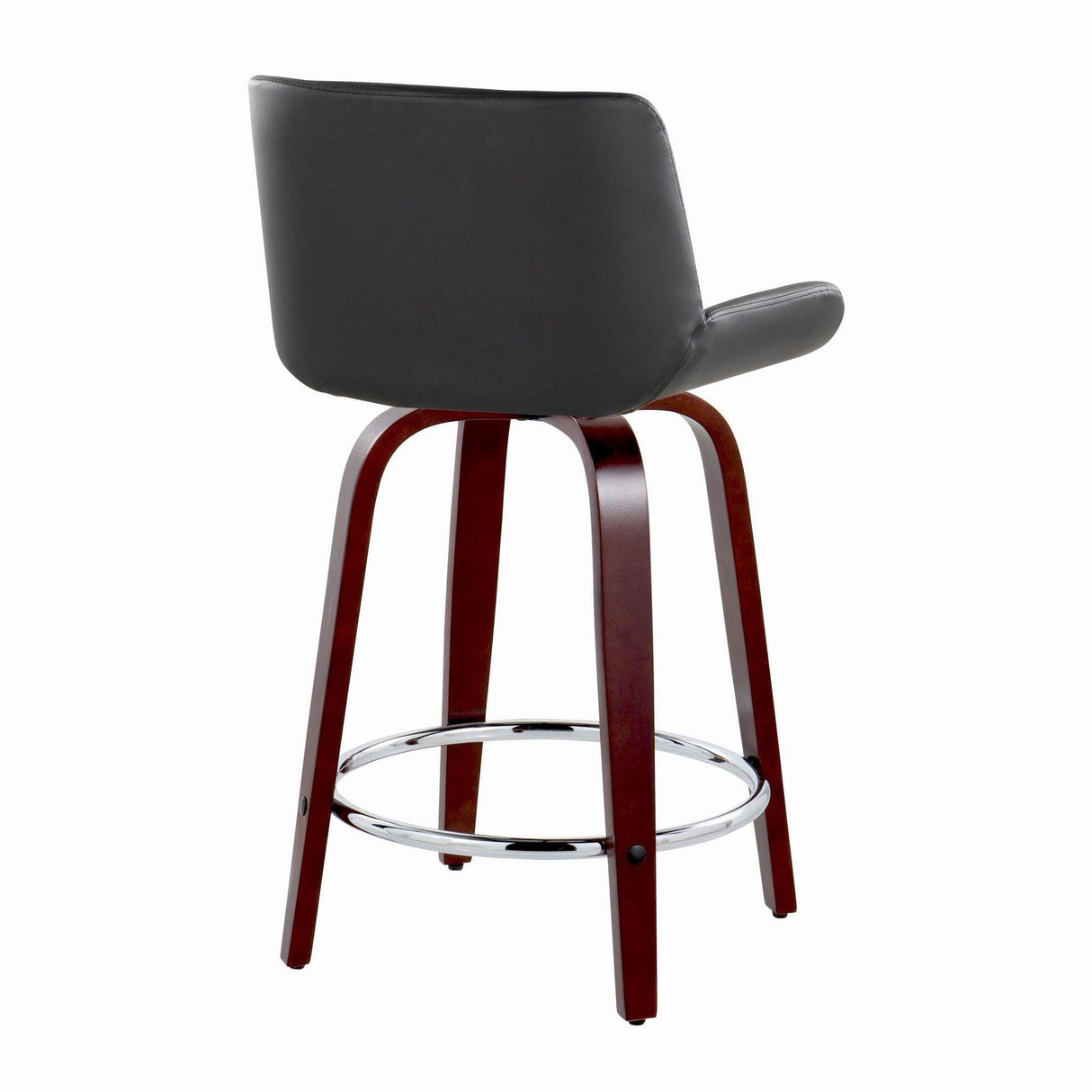 Santi - 24" Fixed-Height Counter Stool With Swivel - Mahogany Wood (Set of 2)