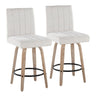 Hannah - 26" Fixed-Height Counter Stool With Swivel And Round Black Metal Footrest (Set of 2) - Whitewashed Wood