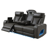 Taddeo - Power Motion Sofa With Power Headrest, USB, Wireless Charger, LED & Reading Light - Dark Gray
