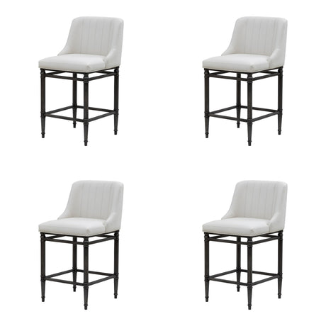 Marvin - Steel Frame Faux Leather Upholstered Counter Height Barstool