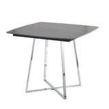 Folia - Dinette Table - Chrome Metal, Black Textured Marble, Black Wood
