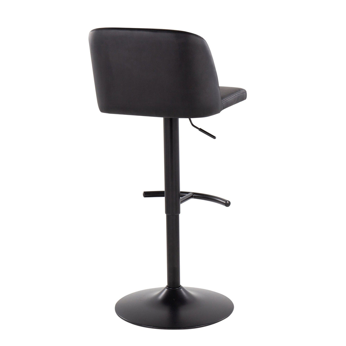 Toriano - Adjustable Bar Stool (Set of 2) - Black Steel With Rounded T Footrest And Black Faux Leather