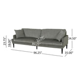 Contemporary 3 Seater Sofa With Plush Upholstery - Gray