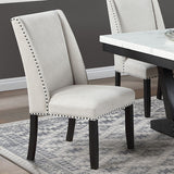 Upholstered Wingback Dining Chairs With Nailhead Trim (Set of 2) - Antique Black