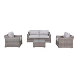 Outdoor Wicker Conversation Set With Cushions, All Weather