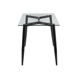 Clara - Contemporary Table - Black Metal With Clear Tempered Glass Top