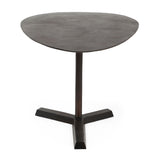 Industrial Style Elliptical Side Table With Aluminum Frame - Bronze