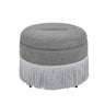 Round Storage Ottoman With Tassel, Decorative Accent Pouf For Living Room