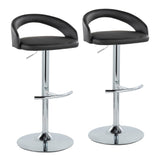 Grotto - Upholstered Adjustable Barstool - Chrome Metal Base