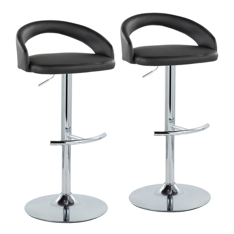 Grotto - Upholstered Adjustable Barstool - Chrome Metal Base
