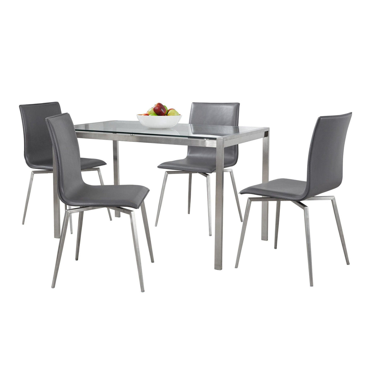 Fuji - Mason Upholstered Swivel Dining Set - Stainless Steel