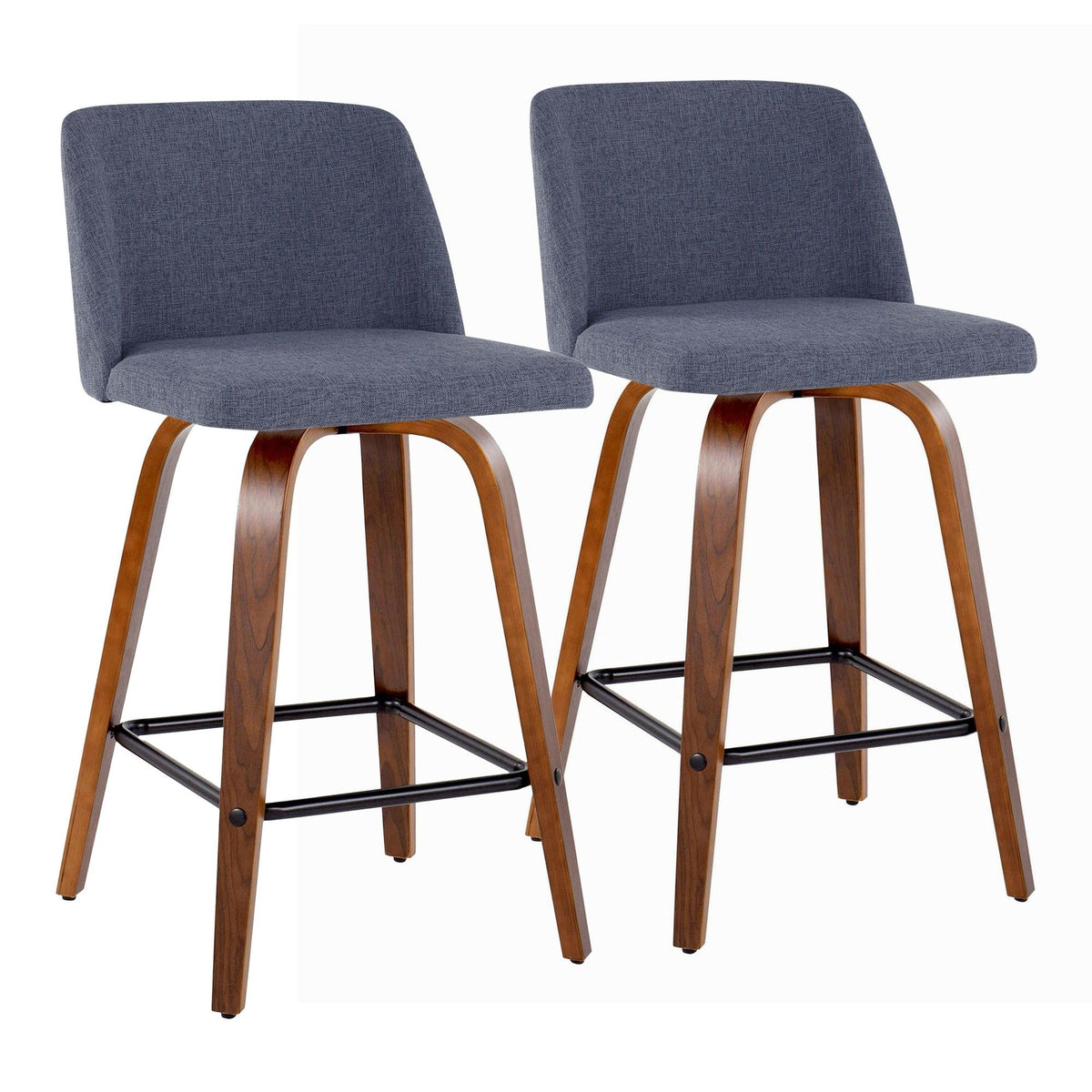 Tintori - Counter Stool (Set of 2) - Walnut Wood And Square Footrest