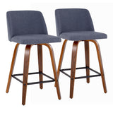 Tintori - Counter Stool (Set of 2) - Walnut Wood And Square Footrest