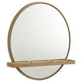 Benson - Round Vanity Wall Mirror With Shelf - Sand