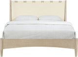 Santos - Vegan Leather Headboard And Wood Bed - Waxed Natural Frame