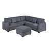 Upholstered L - Shaped 4 Piece Sectional Set With USB, Cocktail Ottoman