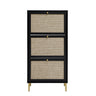Modern Rattan 3 Door Shoe Rack Cabinet For Entryway