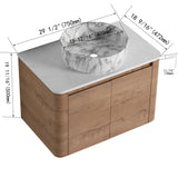 Wall Mounted Bathroom Vanity With Art Sink & 1 Soft Close Door