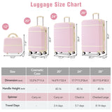 Hardshell Luggage Set 4 Pieces With Tsa Lock 20" / 24" / 28" Spinner Suitcase Lightweight - Light Pink