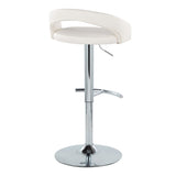 Grotto - Upholstered Adjustable Barstool - Chrome Metal Base