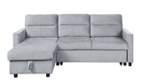 Ruby - Reversible Sleeper Sectional Sofa With Storage Chaise And Side Pocket - Light Gray