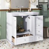 Shaker Free Standing Bathroom Vanity Cabinet With Sink, Soft Close Drawers, Soft Close Doors