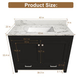 Bathroom Vanity Set, Fluted Cabinet, Soft Close Doors & Drawers, Single Faucet Hole, Sink Included - Black