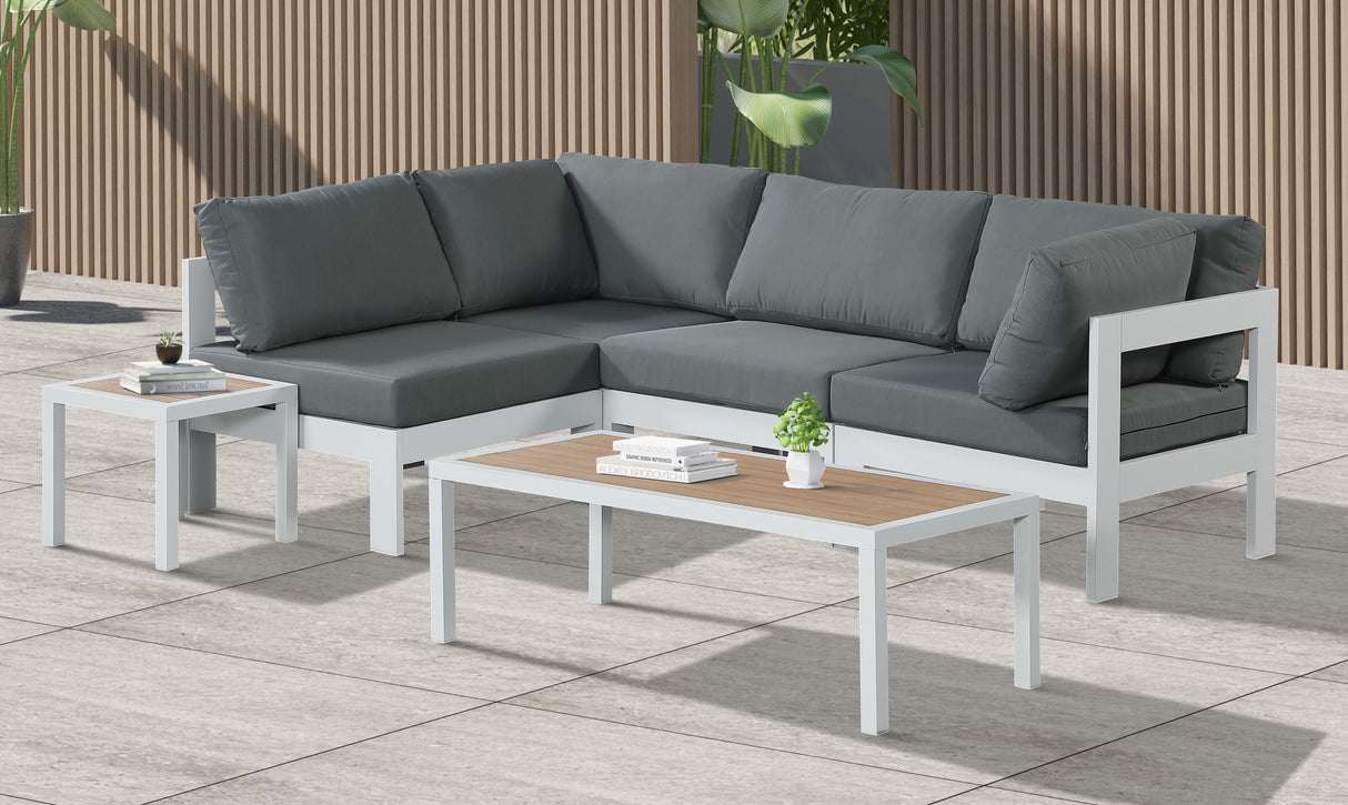 Nizuc - Outdoor Patio 4 Piece Modular Sectional With White Frame