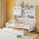 Daybed With All-In-One Cabinet And Shelf