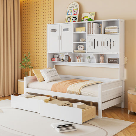 Daybed With All-In-One Cabinet And Shelf