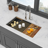 Quartz Composite Kitchen Sink With Undermount Design, Durable Single Bowl Workstation