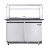 48 in. Commercial Refrigerated Prep Station with Sneeze Guard and Buffet Slide, 9-Pan Capacity (Not Included) with Covers and Two Adjustable Shelves in Stainless-Steel, ETL Listed (KM-RBT-48CSFG)