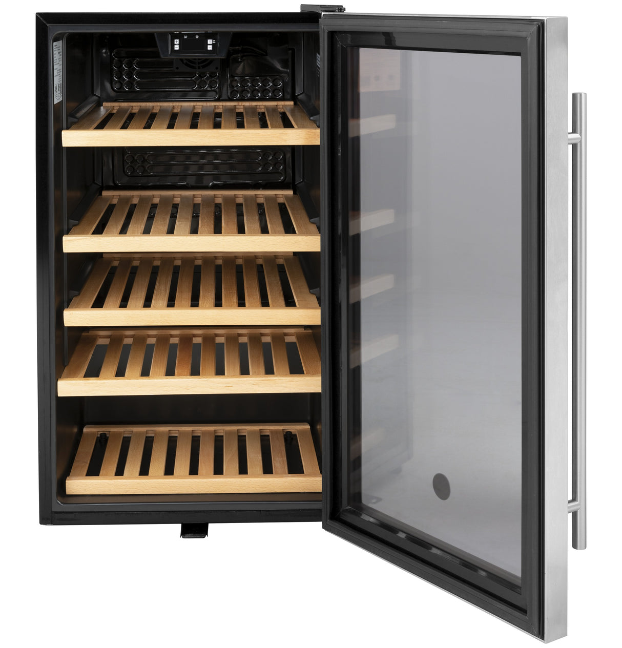 GE GVS04BQNSS - 19 in. 4.1 cu. ft. Freestanding Beverage Center with Adjustable Shelves & Digital Control - Stainless Steel