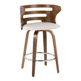 Cosini - Mid Century Modern Fixed Height Barstool With Swivel With Round Footrest (Set of 2)