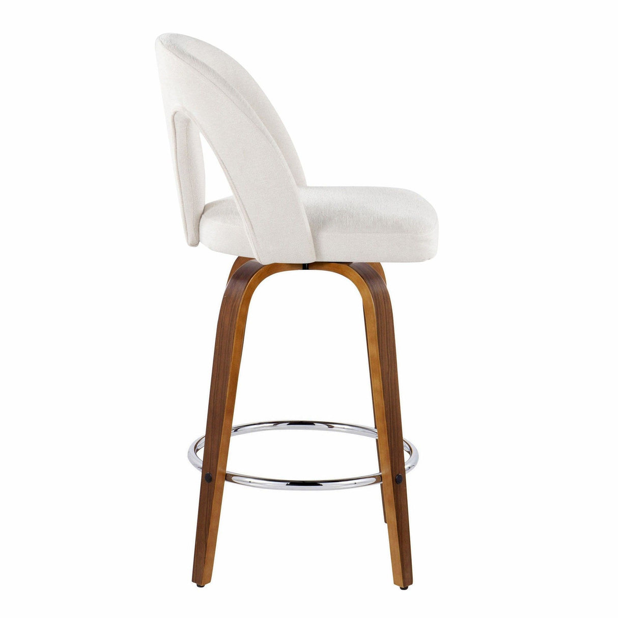 Ava - Upholstered Fixed-Height Barstool (Set of 2) - Walnut Wood Base