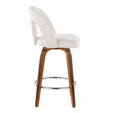 Ava - Upholstered Fixed-Height Barstool (Set of 2) - Walnut Wood Base