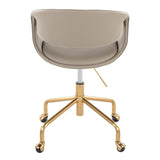 Curvo - Upholstered Task Chair - Gold Metal Base