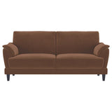 Selma - Velvet Upholstered Crescent Arm Sofa - Rust