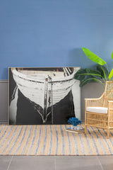 Large And Rectangular Wall Art With Frame, Wall Decor For Living Room - White / Blue