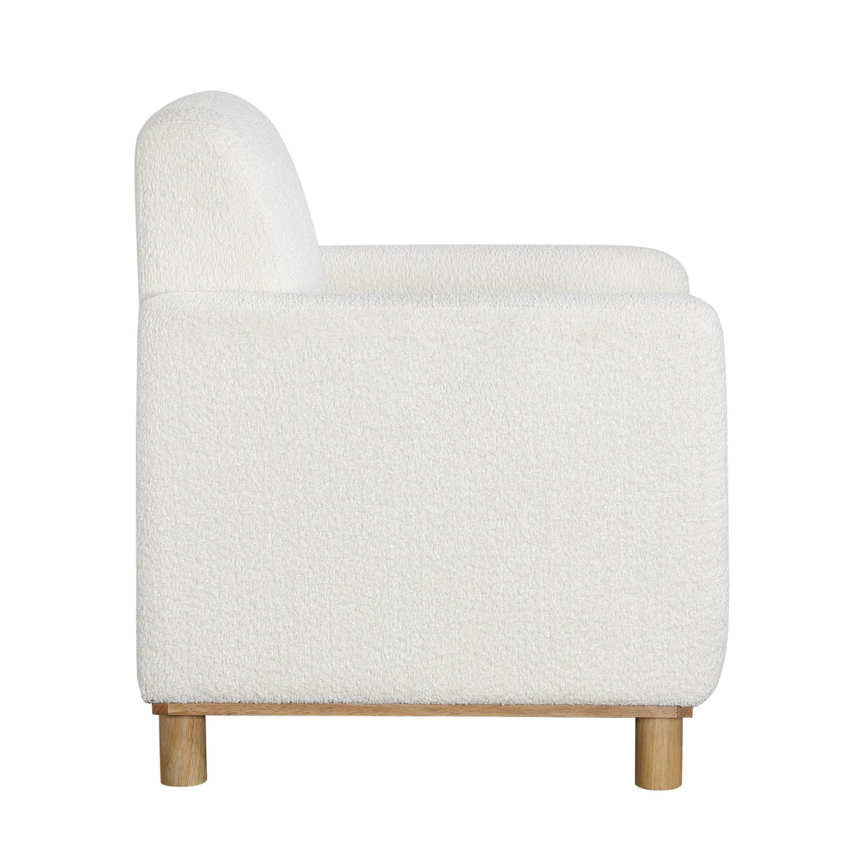 Mason - Boucle Fabric Arm Chair With Wooden Legs - White