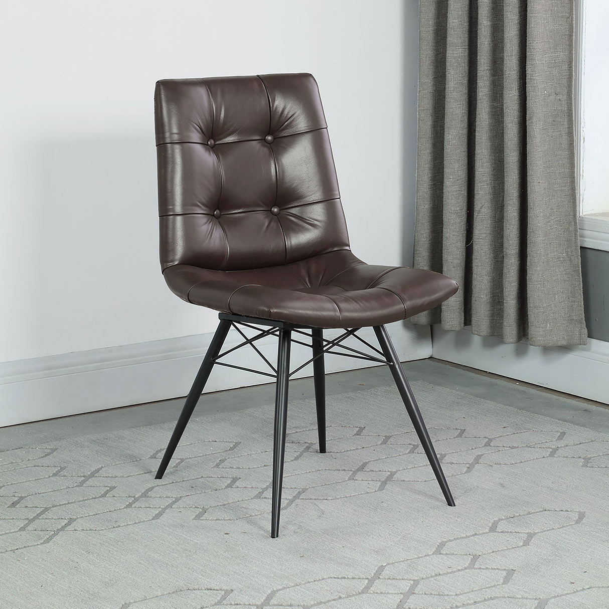 Back Dining Chairs With Button Tufting (Set of 4) - Brown