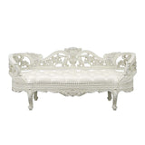 Adara - Bench - Pearl White Synthetic Leather & Antique White