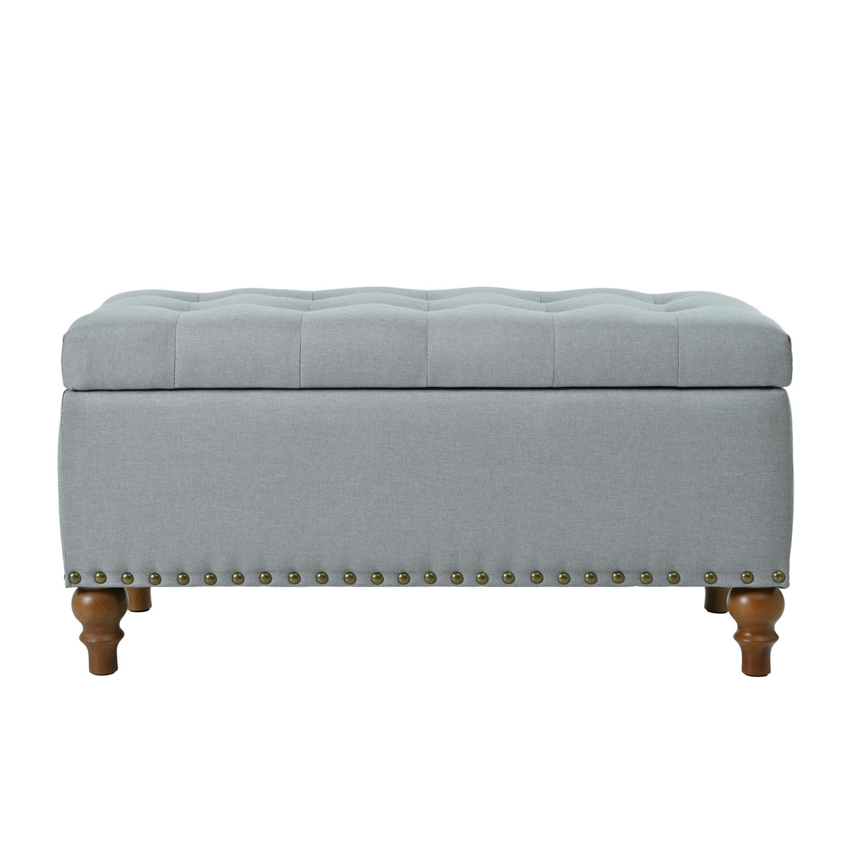 Upholstered Ottoman With Storage And Rivet Trim