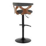 Gardenia - Adjustable Barstool (Set of 2) - Black Base And Walnut Backrest