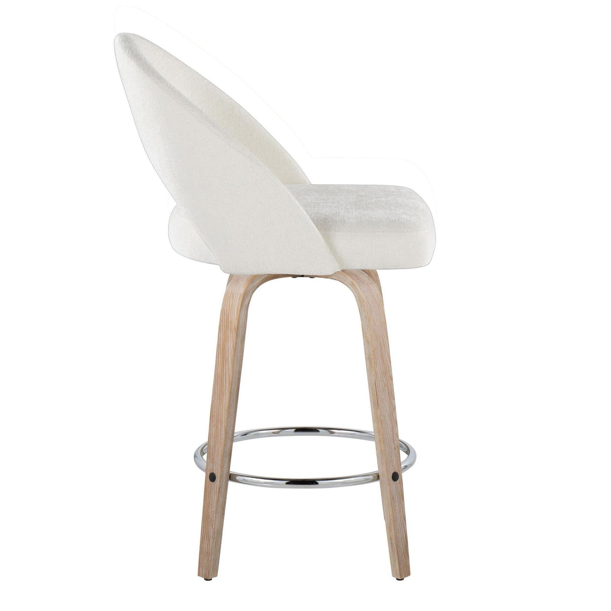 Renee - Upholstered Fixed-Height Barstool (Set of 2) - Whitewashed Wood