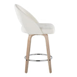 Renee - Upholstered Fixed-Height Barstool (Set of 2) - Whitewashed Wood