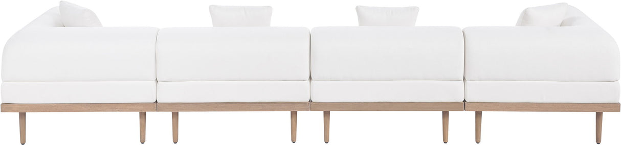 Laguna - 4 Piece Resilient Water Resistant Fabric 142" Upholstered Outdoor Patio Modular Sofa