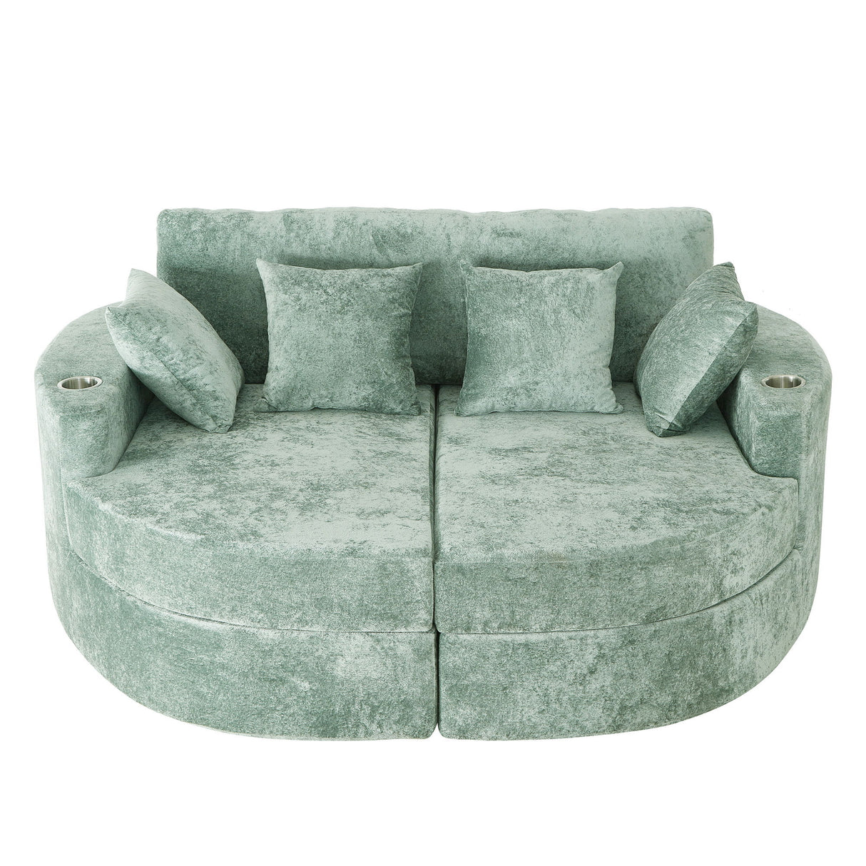 Boneless Design Upholstered Sofa Bed With Cup Holders